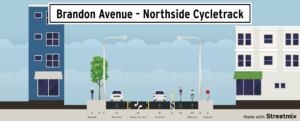 Brandon Avenue with a cycletrack