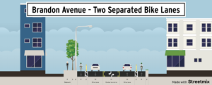 Brandon Avenue with Two Separated Bike Lanes