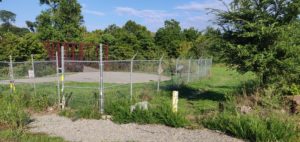 Fence blocking access to Roanoke River Greenway