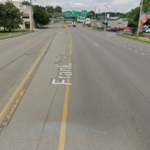 Wide part of Franklin Ave with "suicide" bike lane